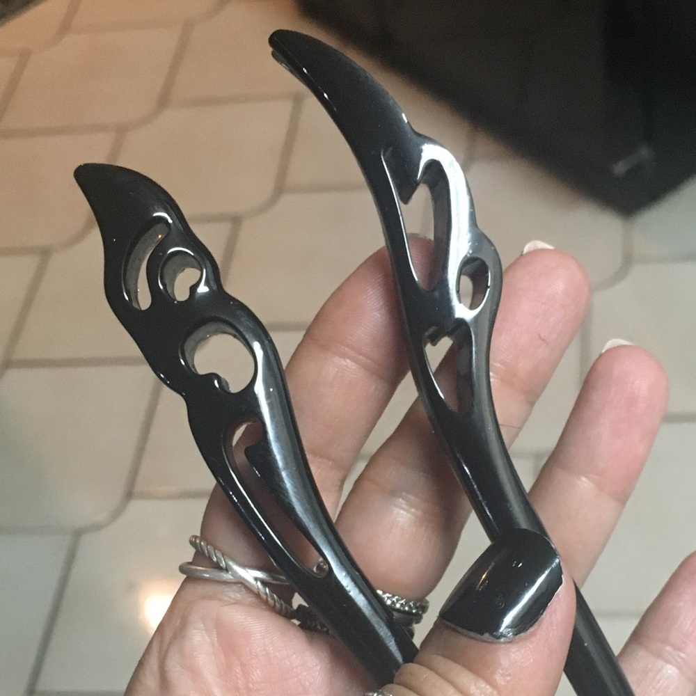 Sale ! 2 black pins for $25 Handmade Hair Pins black epoxy - Picture 6 of 7